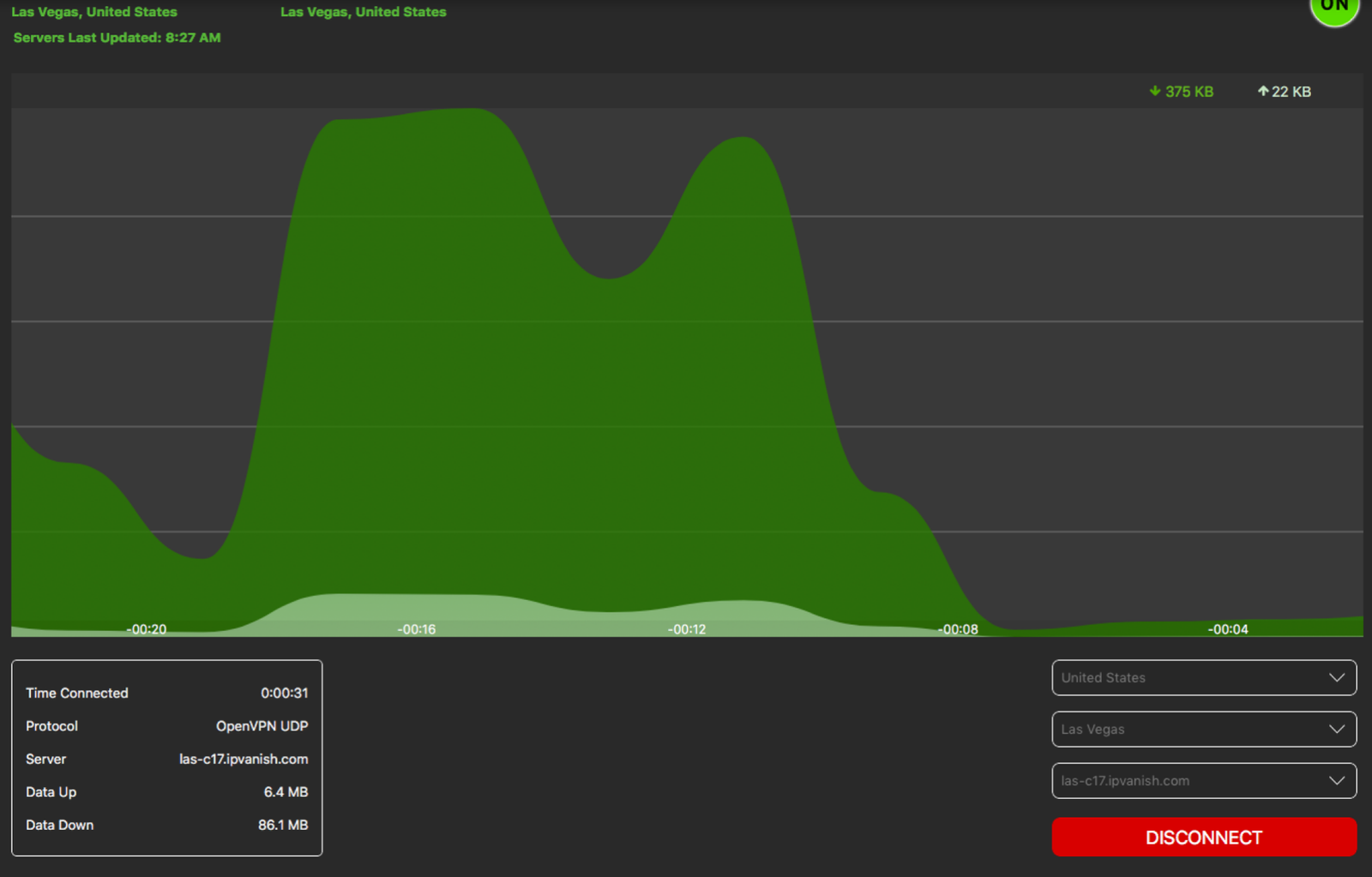 Graphic of IPVanish dashboard.